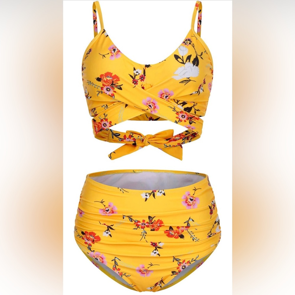 Last one 👙Women's Bikini Set - Criss Cross Bra + High Waisted , 2pc Beachwear - Picture 2 of 15